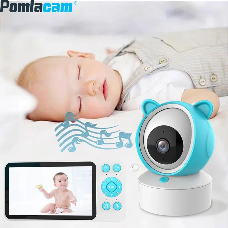 Babyphone C8 Baby Monitor 5 Inch Screen Tuya APP WIFI Phone control 3X Zoom Lullaby HD 1080P Night Vision Two-way talk 3000mAh