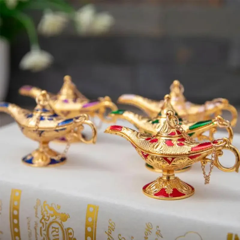 New Zinc Alloy Drip Color Aladdin Magic Lamp Creative Retro Home Crafts Metal Ornaments Birthday Gifts Home Figurines Decor