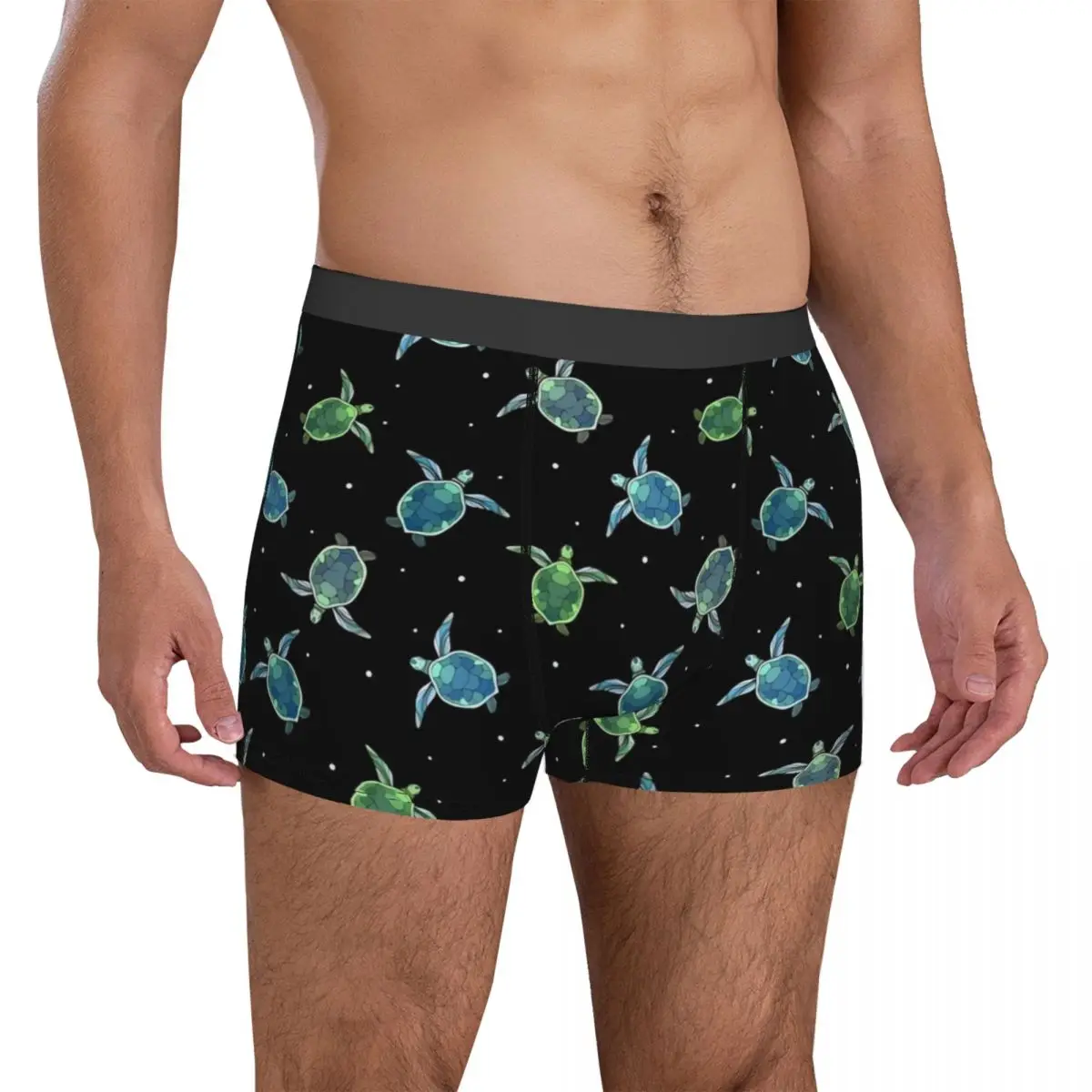 Green Turtles Underwear Cute Animal Men Panties Design Sexy Boxershorts Trenky Boxer Brief Plus Size