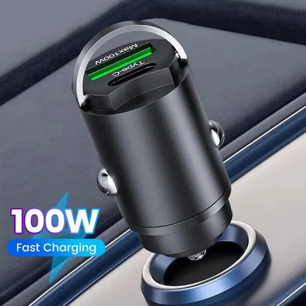 200W USB Phone Charger QC3.0 Black Fast Charging Car Interior Accessories Dual-port Output Compatible With Mobile Phones