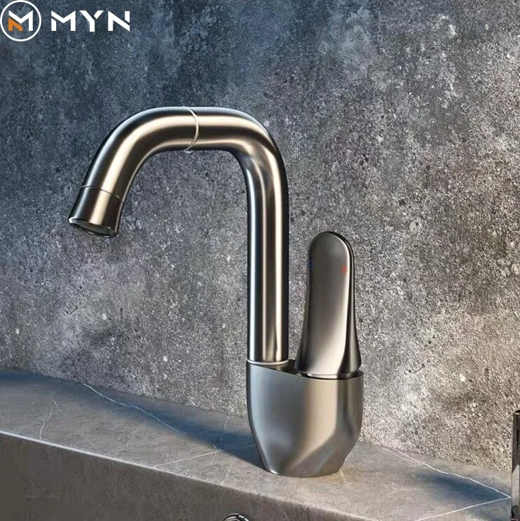 2024 Meiyani High Quality Elegant Swan Design Black Single Handle Tap Mixer Faucet Bathroom Deck-mounted Washbasin Faucet