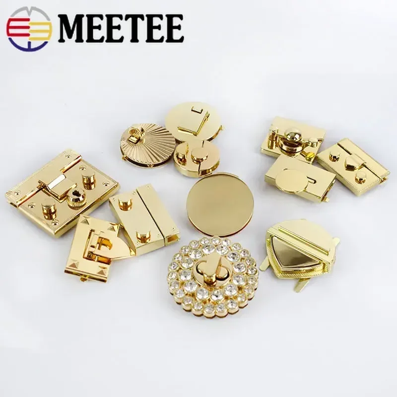 1Pc Meetee Metal Clasp Turn Lock Twist Locks Round Rectangle Bag Decor Buckles DIY Handbag Purse Hardware Replace Accessories