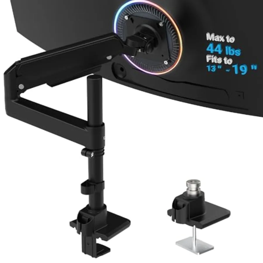 

Heavy Duty Monitor Arm for 13-49 Inch Ultrawide Screens Steel Black Holds Up to 44lbs with Full Adjustability Clamp Grommet Bas