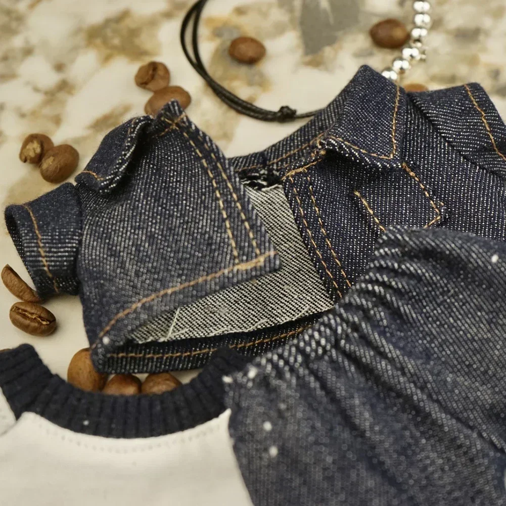 Costume en Denim à la mode, Mini vêtements de poupée en peluche, accessoires de tenue pour la corée Kpop Exo Labubu V1 V2 idole, vêtements cadeau