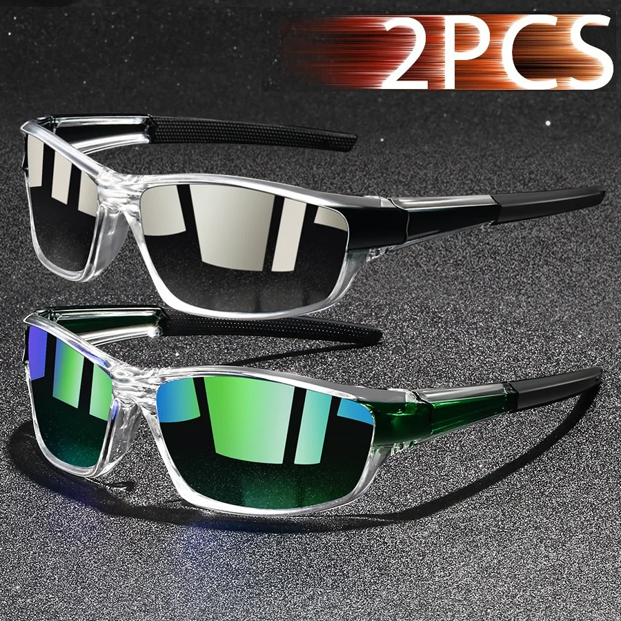 2PCS Fashion UV400 Men Women Running Mountaineering Fishing  Sunglasses Bicycle MTB Eyewear Outdoor Sport protective glasses