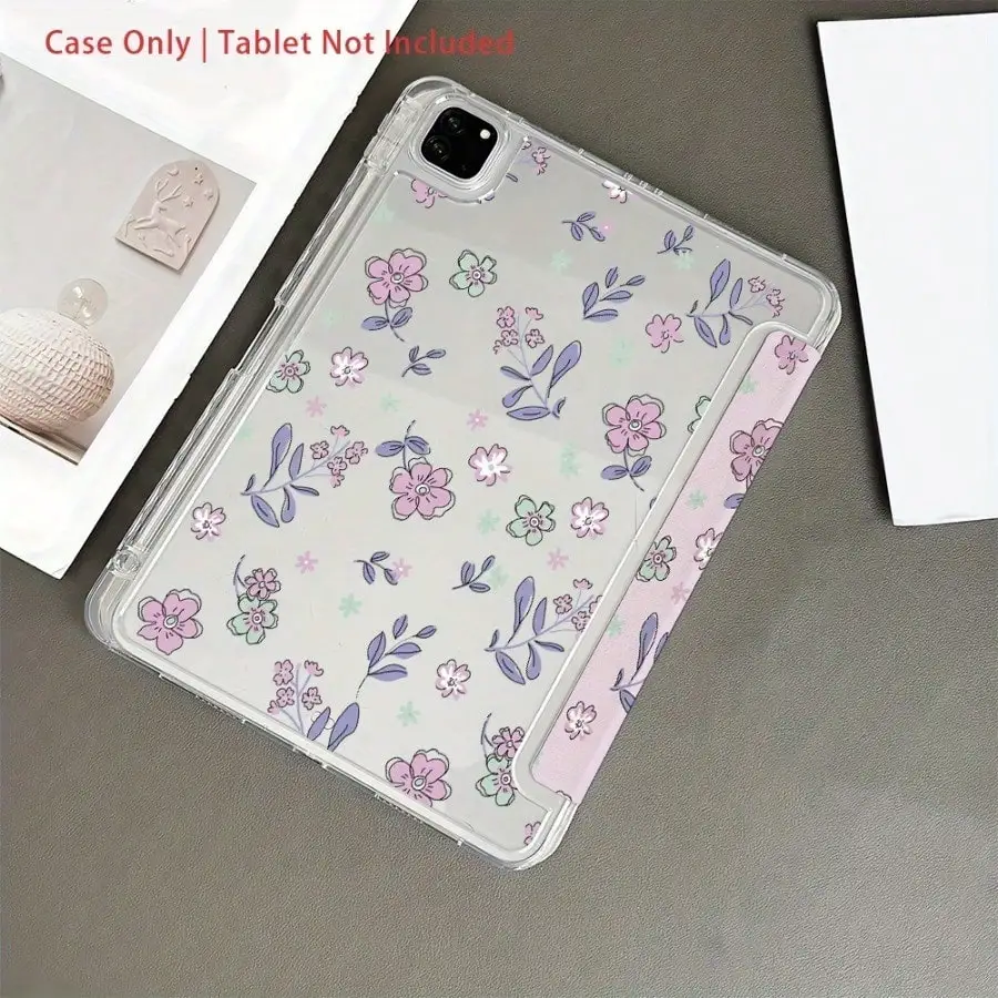 

Фиолетовый чехол для планшета с цветочным принтом и отделением для стилуса для iPad 10-го/9-го поколения/Air 4-го/8-го/7-го поколения, а также iPad Pro