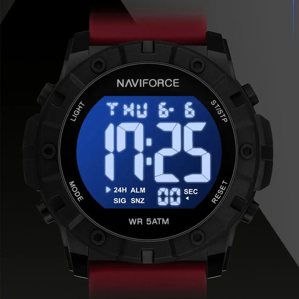 NAVIFORCE Men\'s Watch Digital Sports Watches Man Big Dial Luminous Waterproof Clock Military Electronic Multifunction Wristwatch