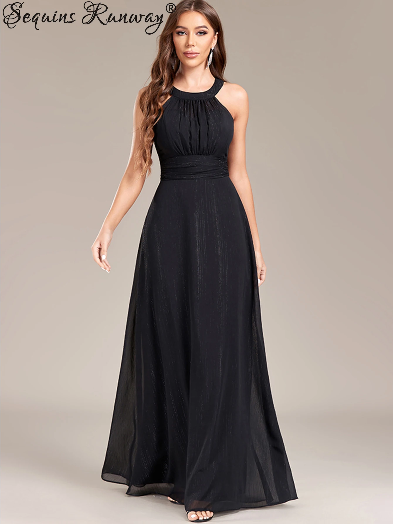 فستان صيفي ماكسي أسود مثير بدون ظهر للنساء فساتين طويلة أنيقة للحفلات الراقصة 2025 فستان سهرة فاخر لأعياد الميلاد للسيدات