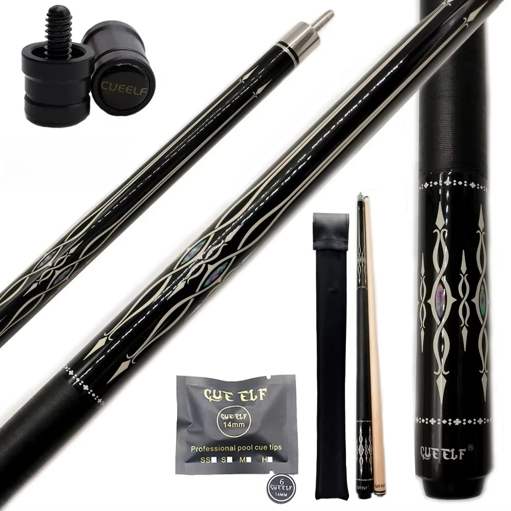 Factory Wholesale Selling Billiard Pool Cue Linen Warp Sticker Cue Hard Maple Shaft 1/2 Split Cue Unilock Joint