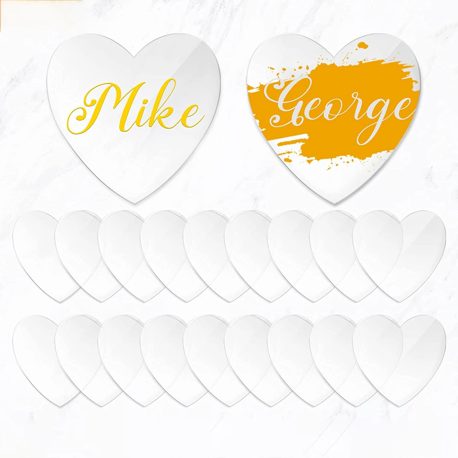 

Heart Clear Acrylic Sign, DIY Clear Acrylic Place Card for wedding, Blank Name Plate Seating Card for Party Table Setting