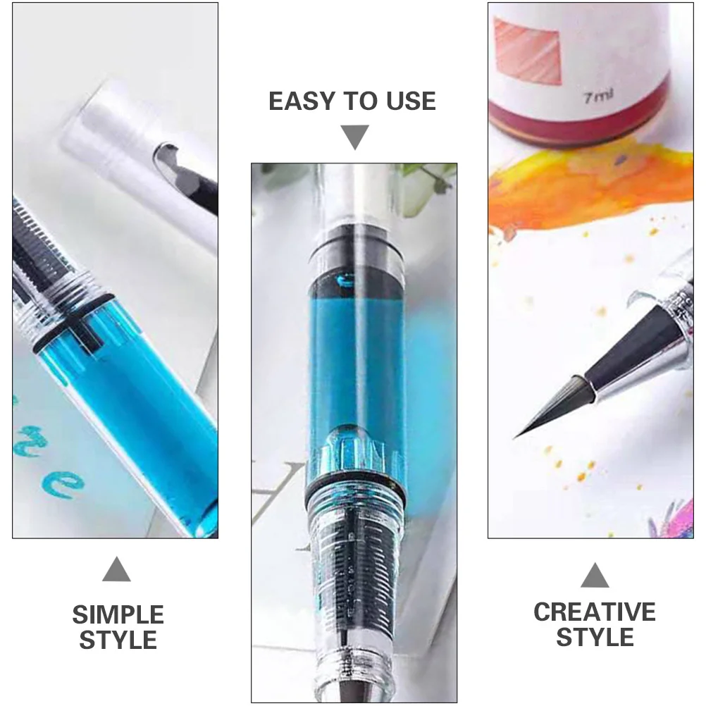 Stylos pinceaux pour aquarelle, réservoir d'encre réutilisable, baril Transparent pour peinture, dessin, calligraphie, écriture, projets d'artisanat d'art, 4 pièces