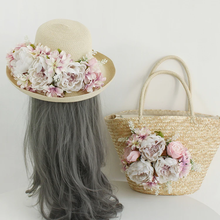

Handwoven Floral St Bag Large Capaci Beach Bag Single oulder Travel Basket Handheld Holiday Window Gift