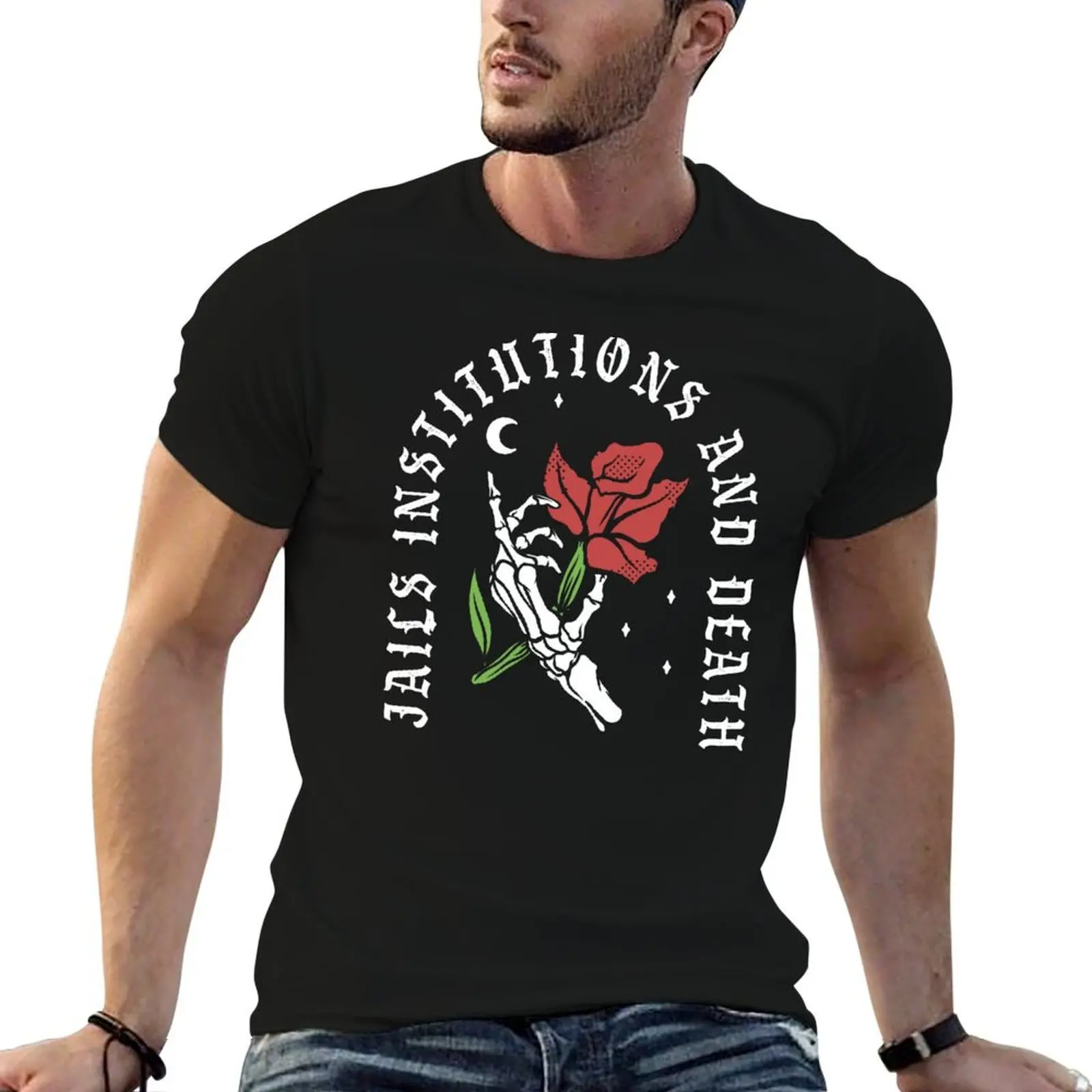 

Jails Institutions and Death AA NA Recovery T-Shirt anime tshirt t shirts for man graphic tees cotton tshirt 100% T-shirt