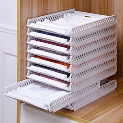 Rack de armazenamento dobrável empilhável para roupas, Partition Shelf em camadas, Dress Organizer, Home Storage Tools