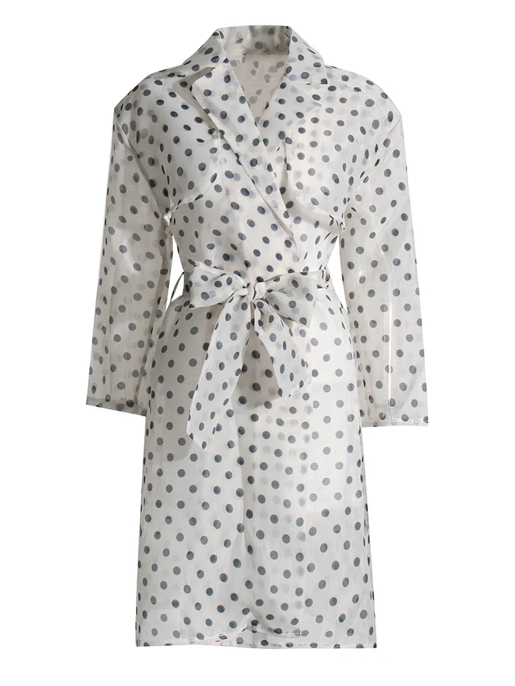 Chicever เสื้อโค้ทผู้หญิงลายจุดคอปกแขนยาว, เสื้อโค้ทแฟชั่นฤดูใบไม้ผลิ2024