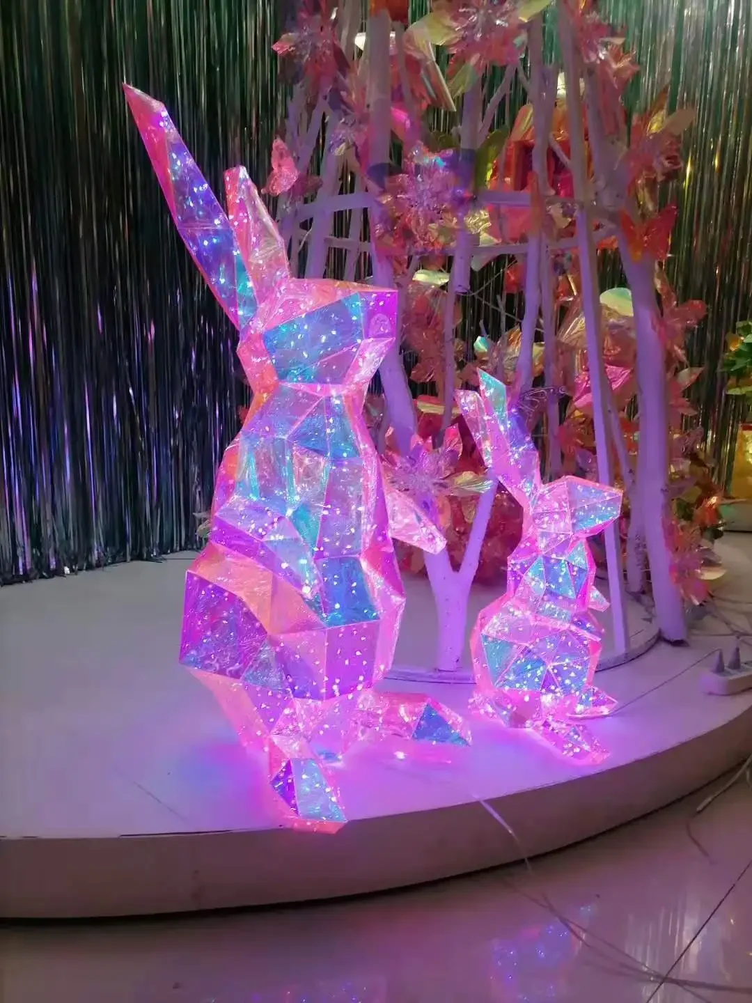 Iridescent LED Bunny Sculpture - Eye-Catching Easter and Garden Decor