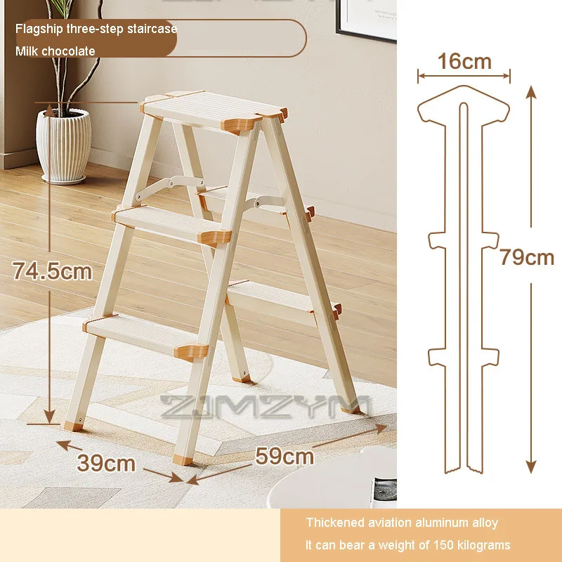 Stable Anti-slip Herringbone Ladder Double Sides Available Aluminum Alloy High Stools Thickened Folding Climbing Ladder Stool image 6