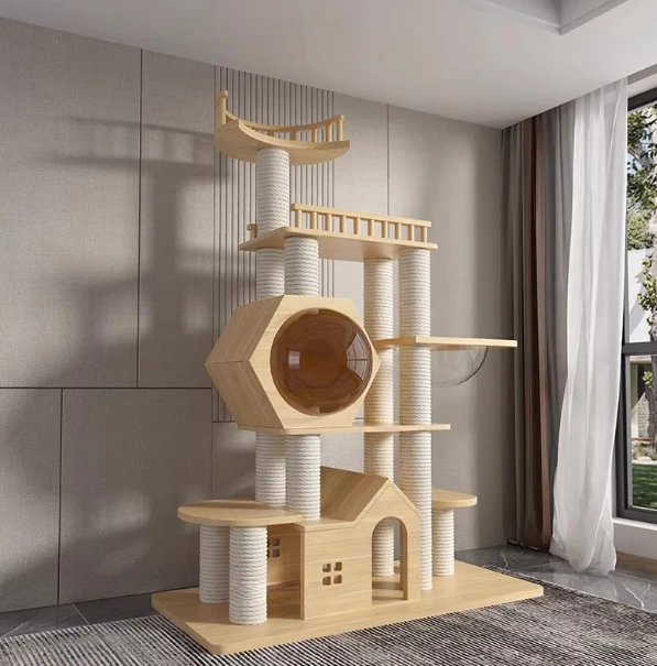 

Cat climbing frame Solid wood big cat special cat litter Cat tree does not occupy Maine multi-cat climbing frame household