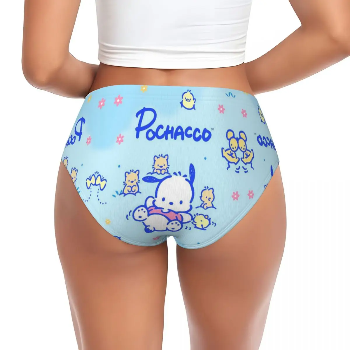 Calzoncillos elásticos femeninos de la ropa interior de las bragas de Pochacco de los dibujos animados de las mujeres de encargo