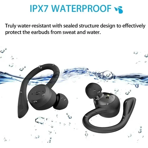 Imagen 2 del producto Auriculares deportivos inalámbricos TWS, cascos con Bluetooth, impermeables, 20 horas de tiempo de reproducción y natación, estéreo, Ipx7, novedad