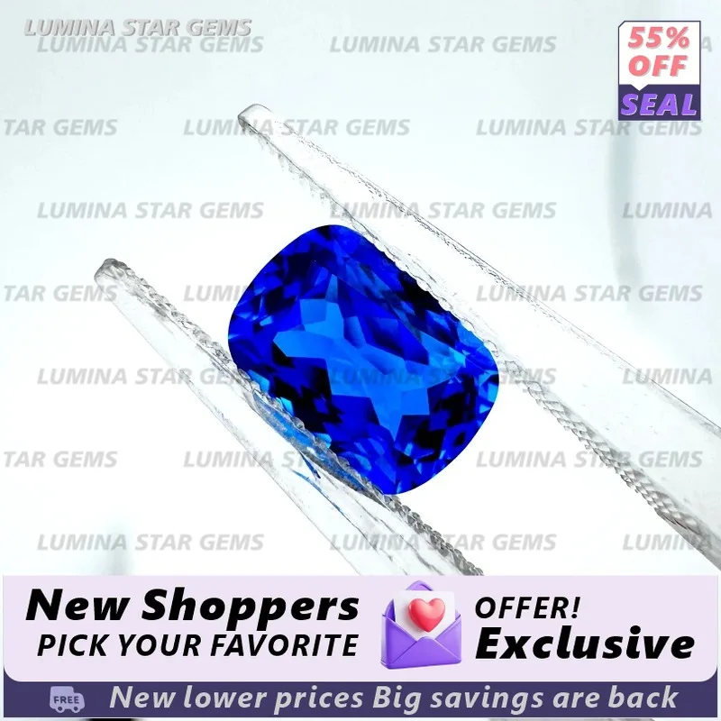

Lab Grown Cobalt Spinel Gemstone VVS1 Clarity Rectangle Cushion Cut Loose Stone for DIY Jewelry Making Wholesale Lab Created