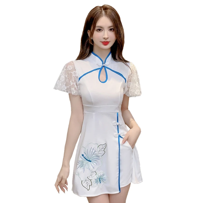 Beauty Salon Technician Overalls Female Summer Embroidery  Uniform Beautician Foot Massage Sauna Spa Women's Clothing  Workwear