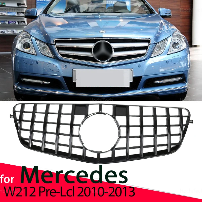 For Mercedes-Benz E Class W212 Pre-facelift E250 E300 E350 E500 2009-2012 Front Bumper Hood Kidney Grill Black Racing Grilles