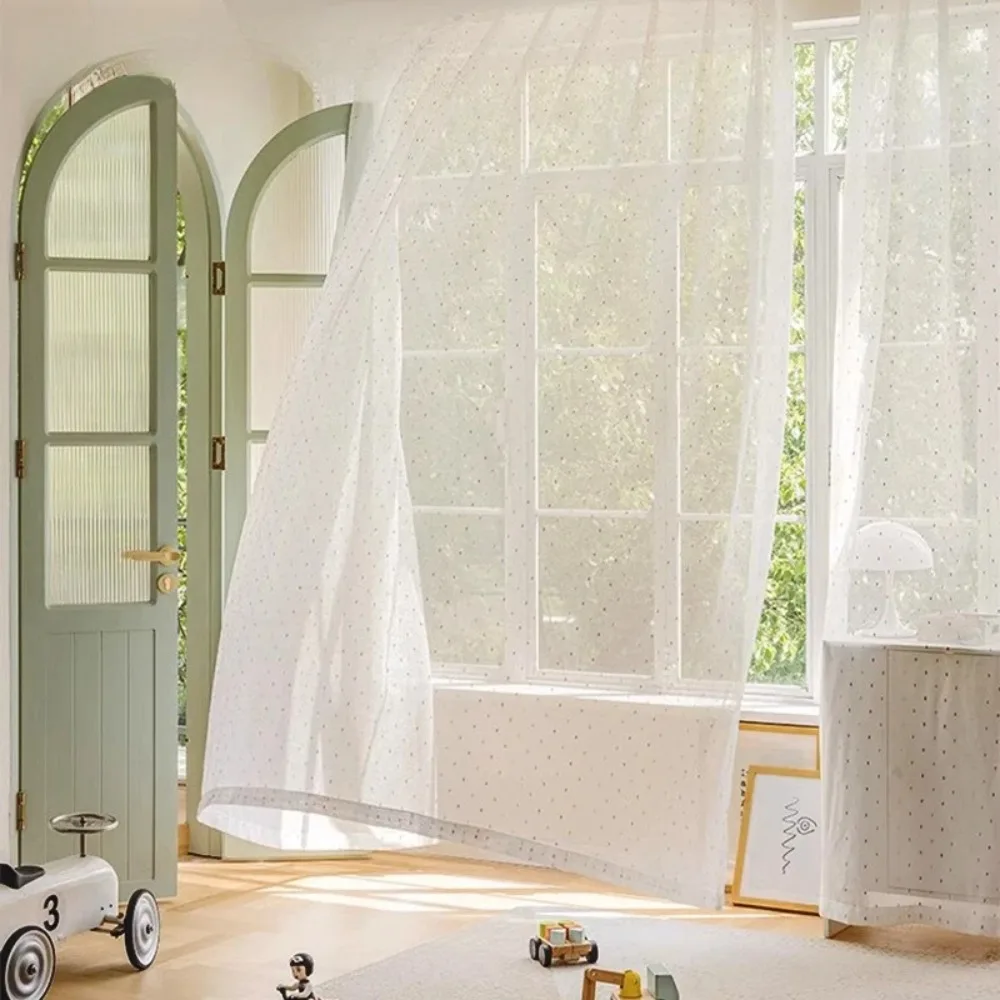 Rainbow Colored Tulle Sheer Curtains for Kid Bedroom Living Room Curtain for Hall Kitchen White Ready-made Wedding Decor