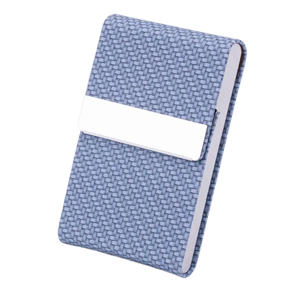 

PU Leather Business Card Case Slim Pocket Fashion Buckle Name Card Holder Multicolor Metal ID Case Card Box Office Supplies