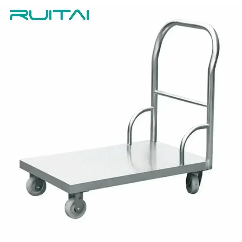 Ruitai large-capacity portable silent mobile platform trolley, space-saving foldable, rotating push handle flat truck,multi-size