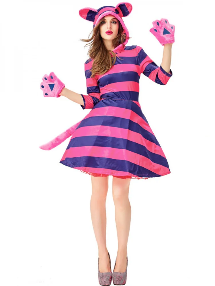 Halloween Alice im Wunderland Bühnenspiel Erwachsene Kinder Damen Luxus Cheire Einteiler Dr Kostüm Polyester