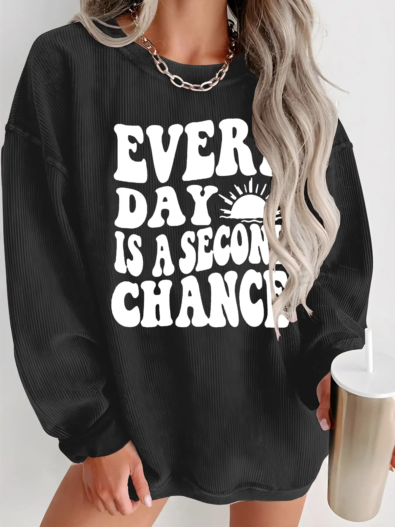 Autumn and Winter Women's Long Sleeved Round Neck Casual Hoodie with Fashionable Printing Loose and Comfortable Pullover Hoodie