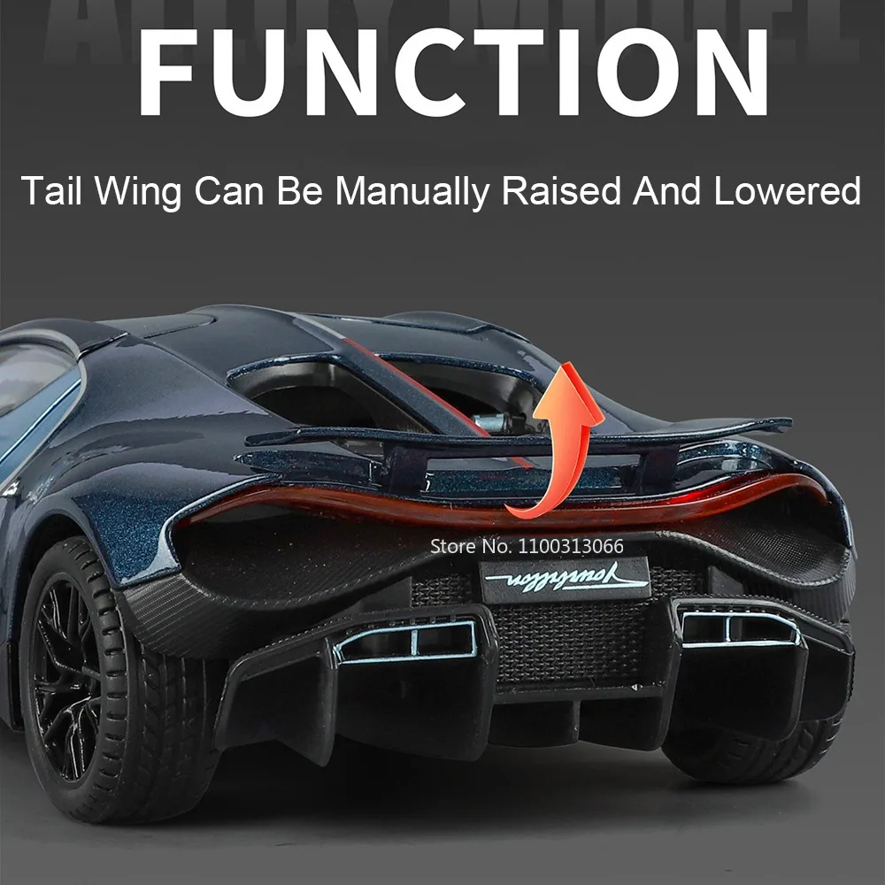 Tourbillon MC20 en alliage moulé sous pression 1:24, modèle de voitures, portes de jouets pouvant ouvertes, roue de voiture Miniature, véhicule rétractable, cadeaux de Festival pour enfants