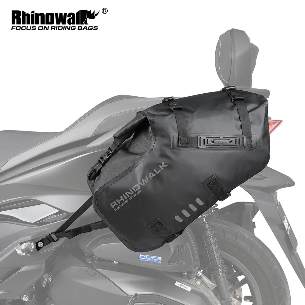 Rhinowalk Motorcycle Scooter Side Bag 2 Pieces 100%Waterproof 18L/28L/48L Motor Back Seat Saddle Tail Bag Travel Dry Bag Luggage