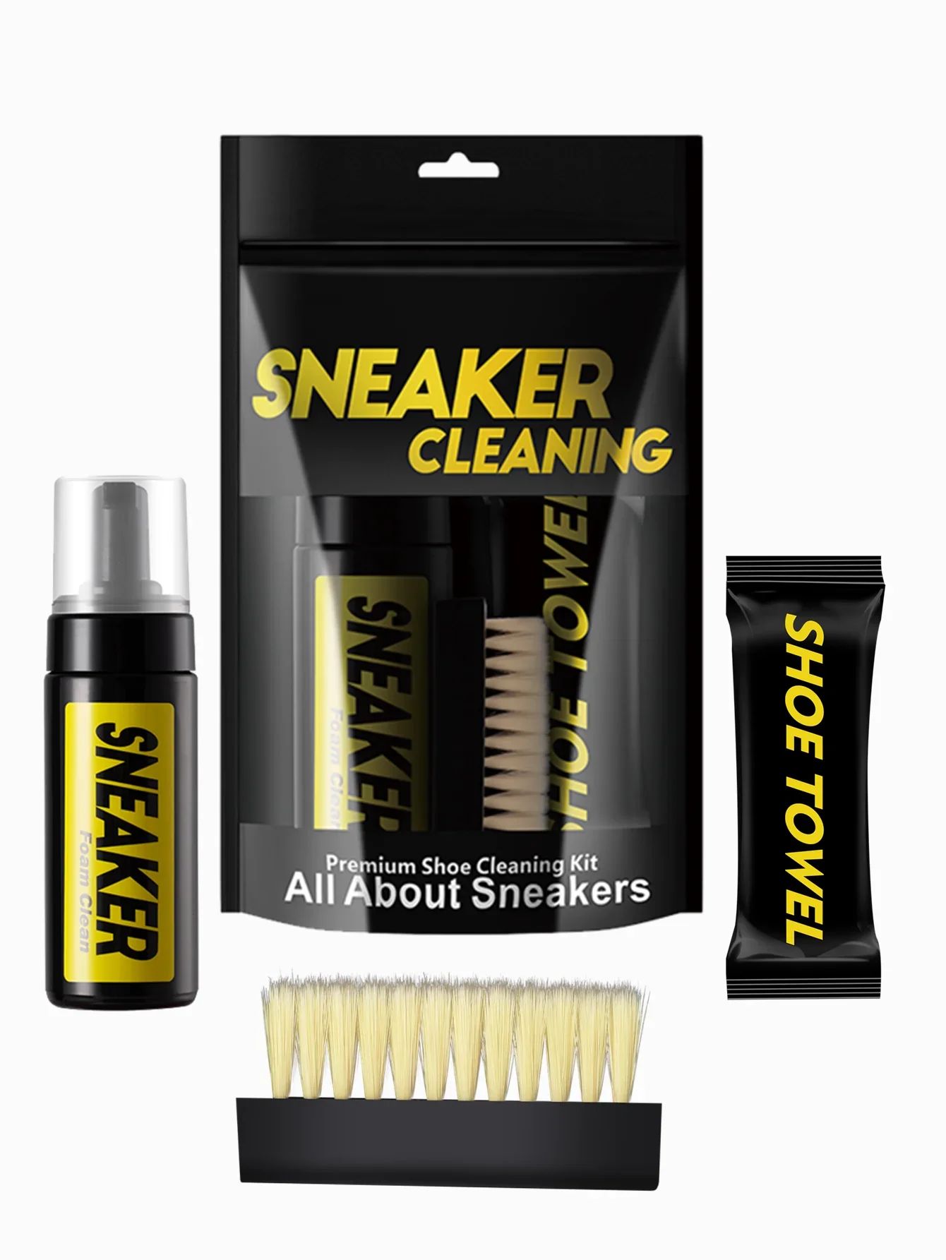 Shoe Cleaner Kit for Sneaker, Water-Free Foam Sneaker Cleaner 5.3Oz with Shoe Brush and Shoe Cloth,Work on White Shoe,Suede,Boot