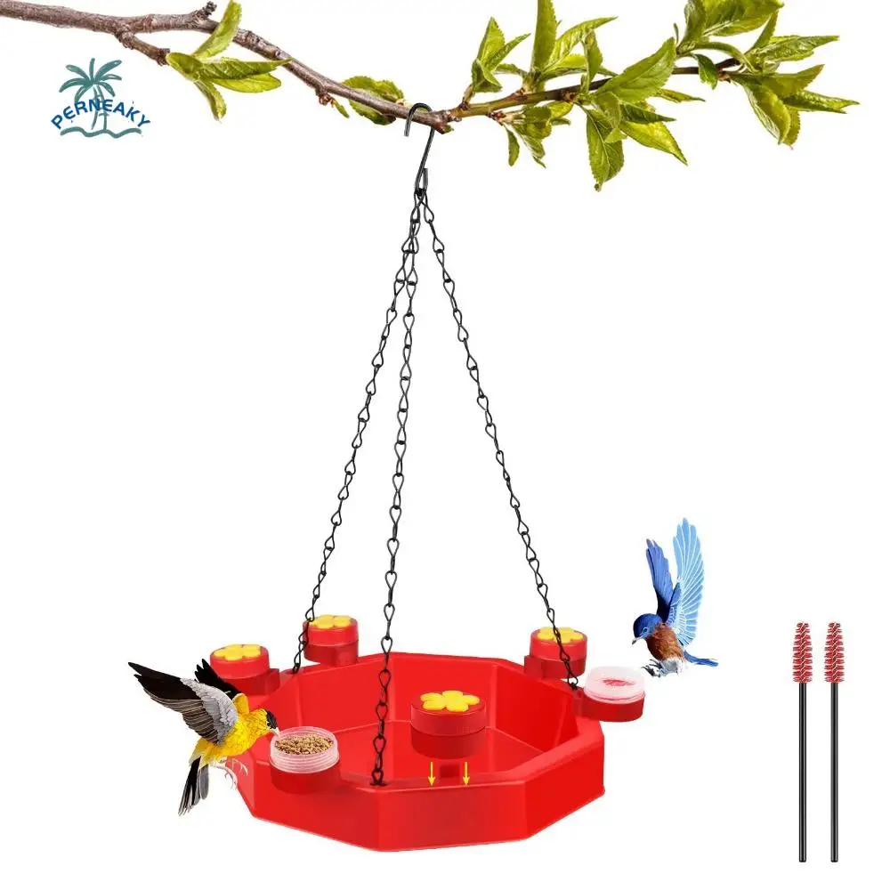 

Multifunction Red Hummingbird Feeder Tray Plastic Leakproof Wild Bird Feeder with Hook Hanging Bird Water Feeder Yard