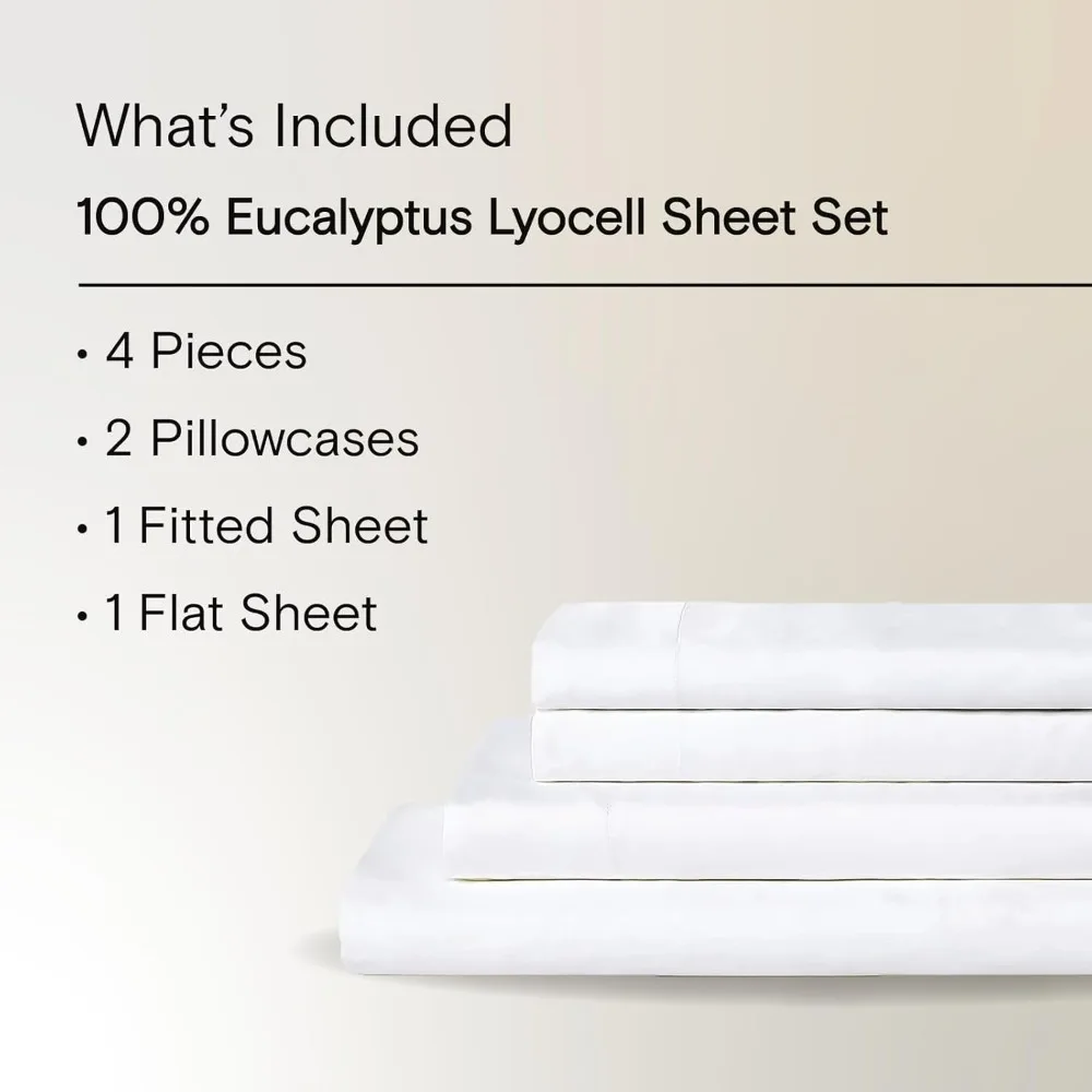 AiryWeight Tencel Sheet Set, 100% Lyocell Derived from Eucalyptus, Buttery Soft,