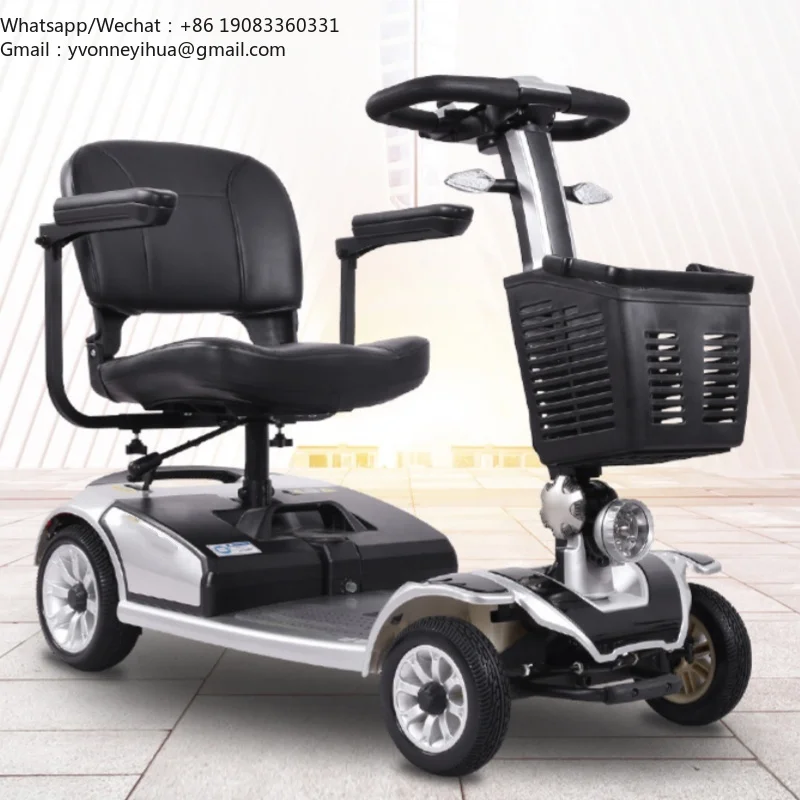 Four Wheels Old Age Scooter Foldable Lightweight Electric Handicap Patients Mobility Scooter Elderly