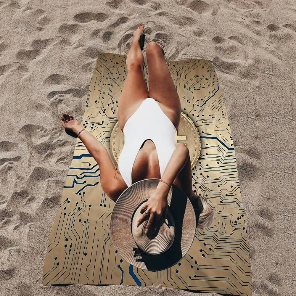 Money Bitcoin Microfiber Printed Beach Towel Mountain Climbing Yoga Beach Swimming Running Absorbent Soft Towel