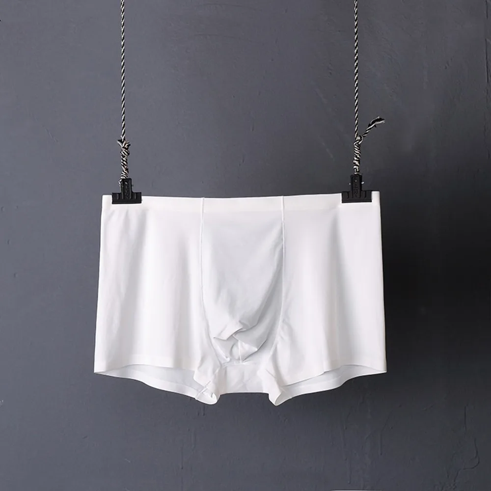 

Men Boxer Briefs Ice Silk Seamless Underwear Solid Color U Convex Very Soft Comfort Breathable Panties Ultra-thin Underpants