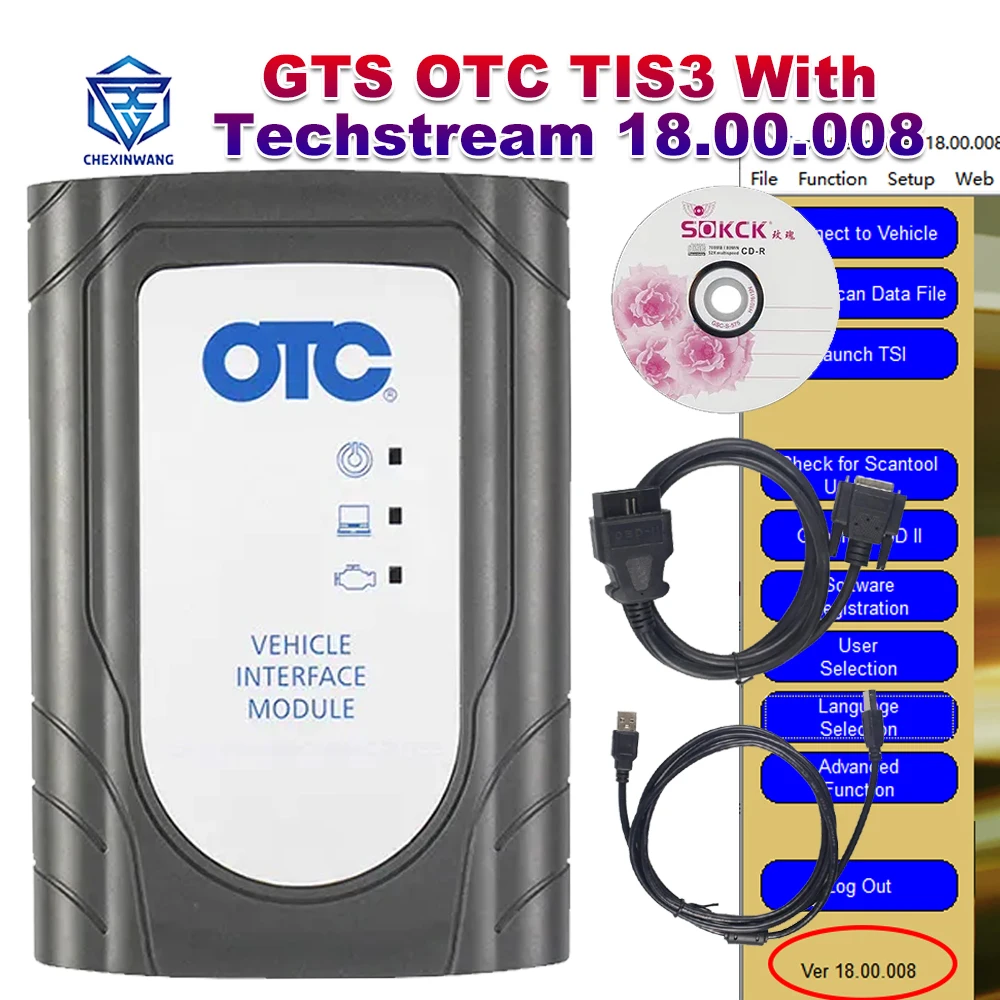 GTS OTC TIS3 Scanner Global Techstream V18.00.008 for Toyota Until Feb 2023 Auto Diagnostic Tool Support Multi-Languages