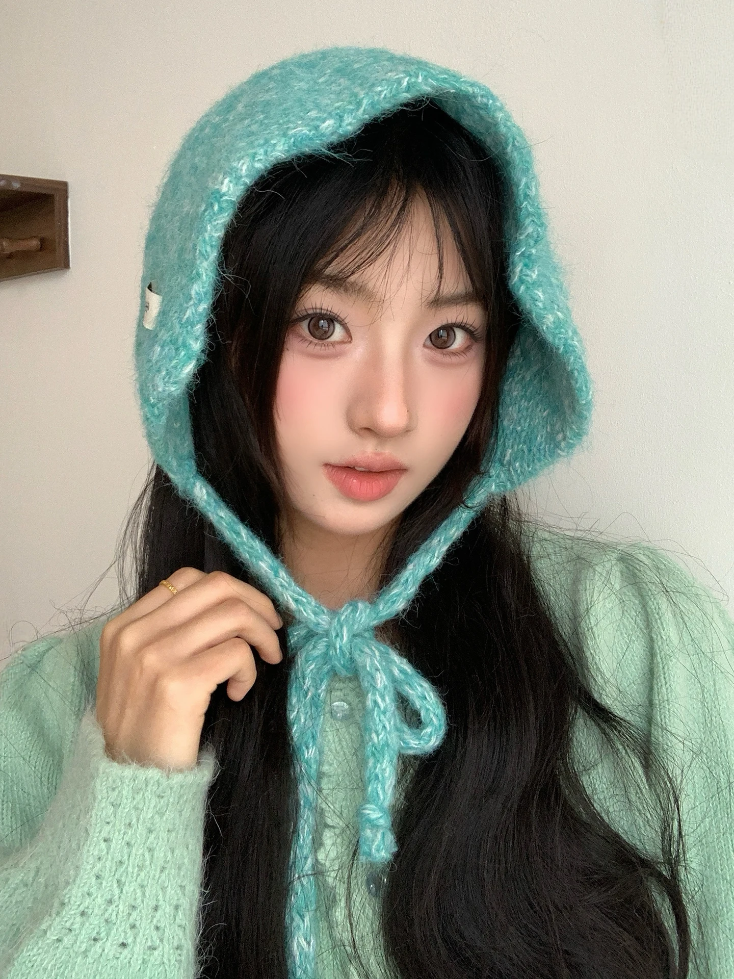暖かいニット耳あて-ベルト付きレターパッチ-秋冬-韓国風-写真撮影に最適-女性用ファッションアクセサリー