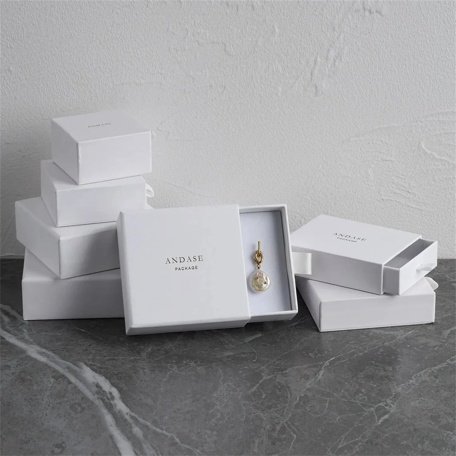 

Wholesale 50pcs/lot Jewelry Gift Box Cardboard Paper Slider Boxes Custom Logo Earring Necklace Ring Boxes bulk drawer cardboard