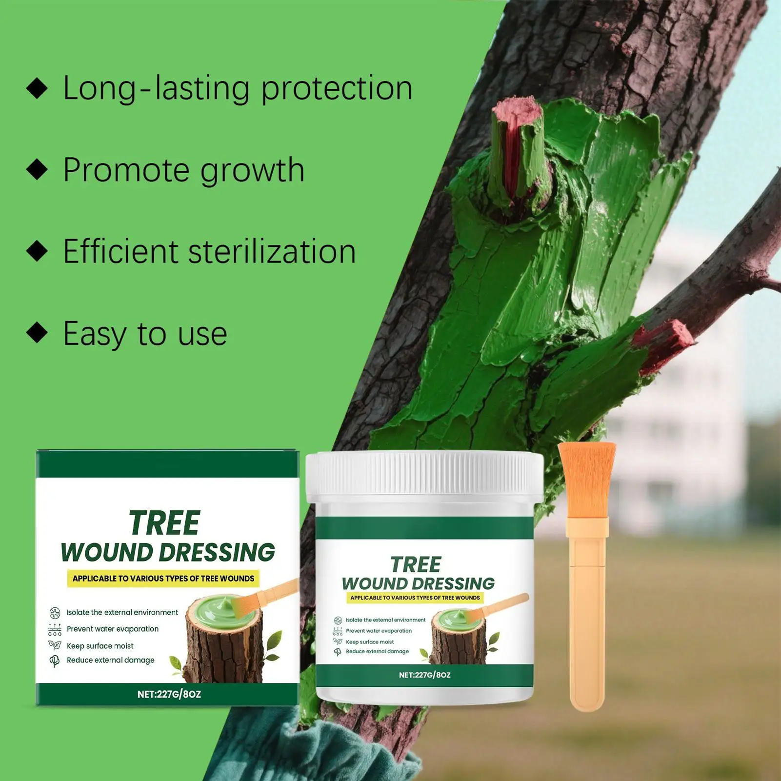 Герметик для обрезки деревьев, 227 г, паста для прививки с кистью, герметик для обрезки ран деревьев для наружного газона, сада, детского сада, ландшафтного дизайна