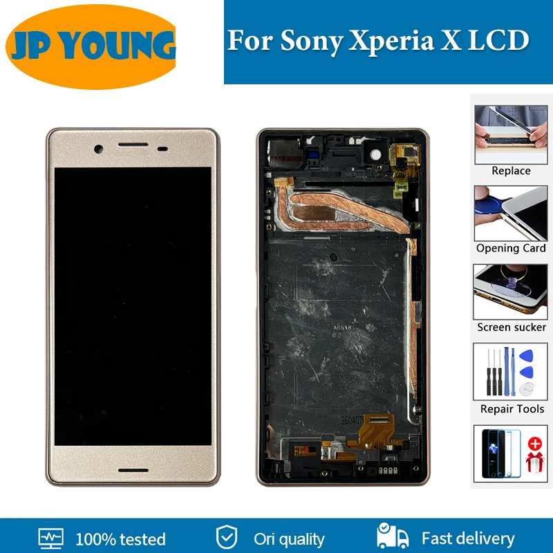 5.0 "oryginalny wyświetlacz LCD z ramką zamiennik dla SONY Xperia X F5121 F5122 wyświetlacz LCD ekran dotykowy dla SONY Xperia X ekran wyświetlacza