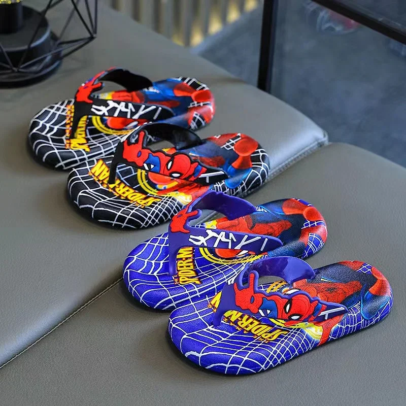 Summer Children Slippers Baby Boys Shoes Cartoon Spiderman Print Fashion Beach Flip Flops Girl Flat Sandals Indoor Shower Slides