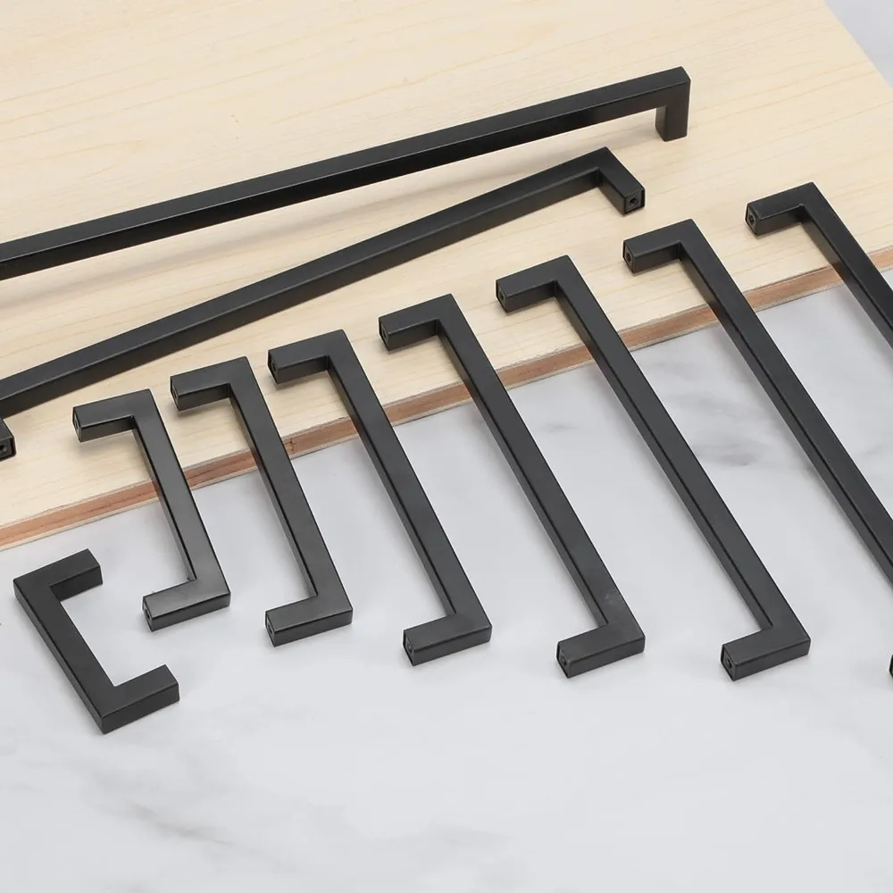 Black Cabinet Pulls Square Kitchen Cabinet Handles - Black Handles Matte Black Drawer Pulls Modern Handles for Kitchen Cabinets