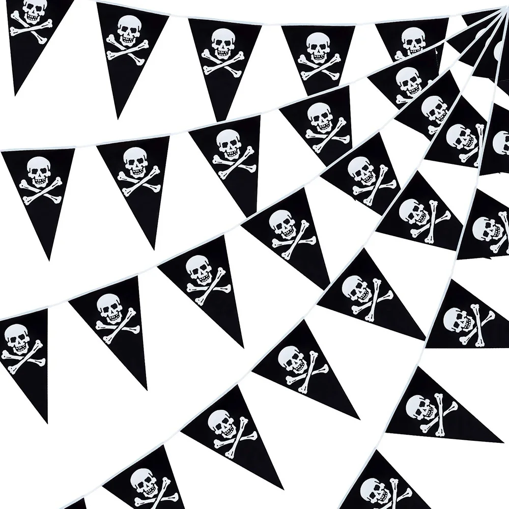 Pirate Theme Party Decor Pirate Banners Hand Flag Skull Eye Mask Skull Pennant Triangle Flags Halloween Pirate Party Supplies