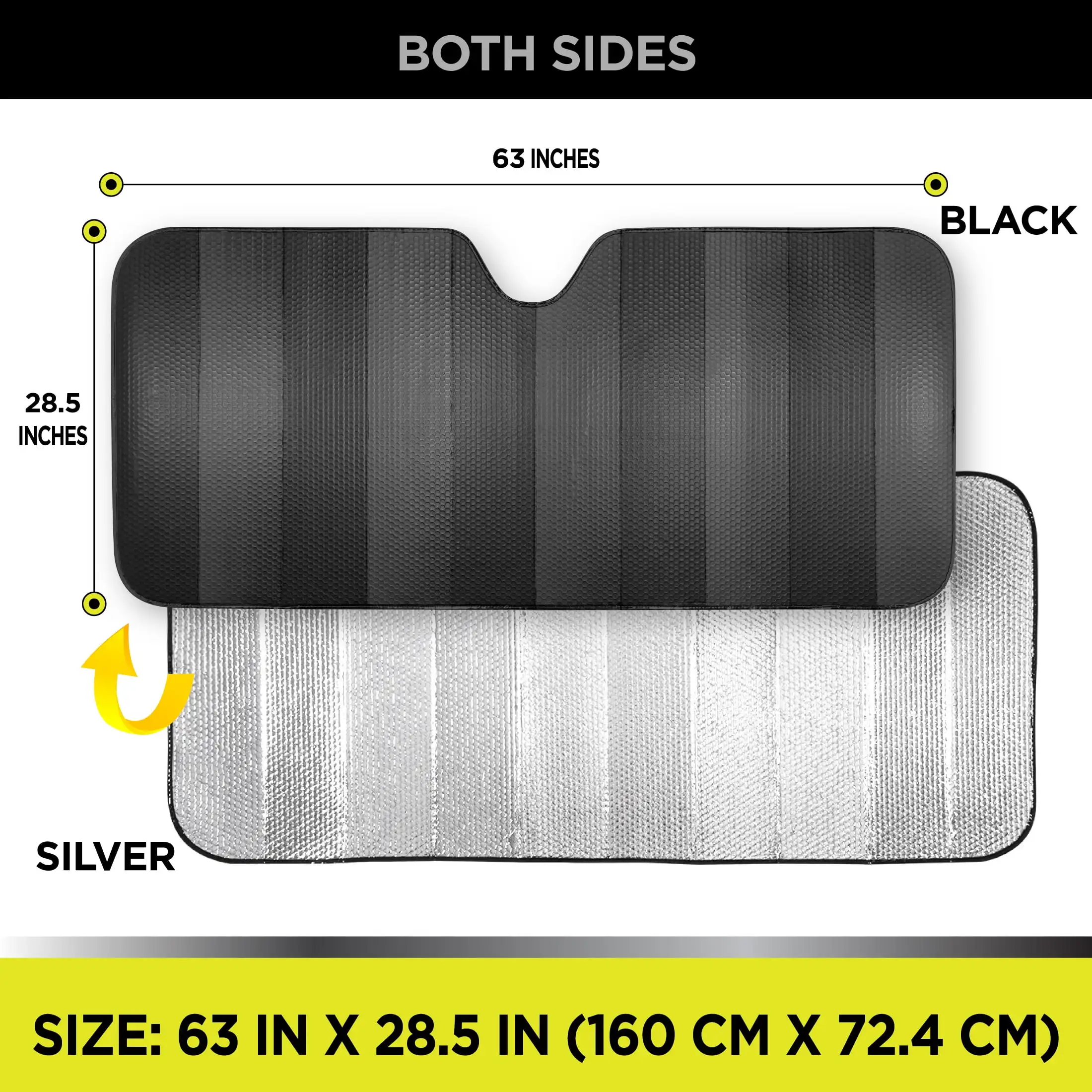 مظلة أكورديون سوداء ثلاثية الأبعاد مقاس عالمي، عبوة واحدة، مقاس 63 بوصة × 28.5 بوصة