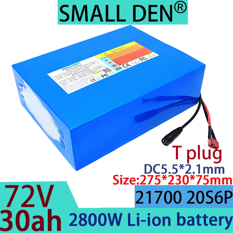 

New 72V 30Ah 21700 lithium battery pack 20S6P 84V bicycle solar swimming boat built-in BMS 3000W high-power rechargeable battery